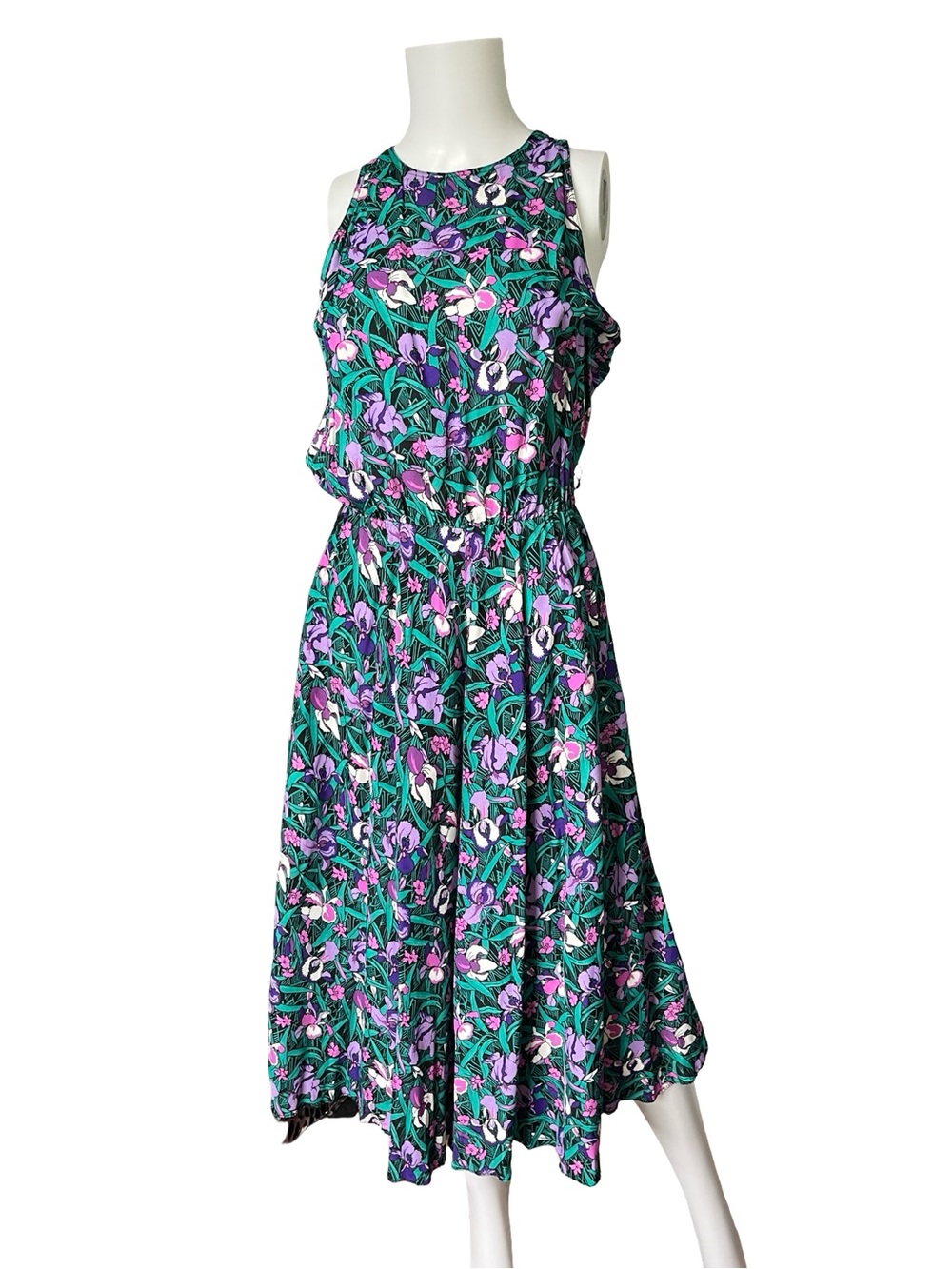 Vintage Iris Midi Dress Sleeveless Floral Pretty Cottagecore E. D. Michaels